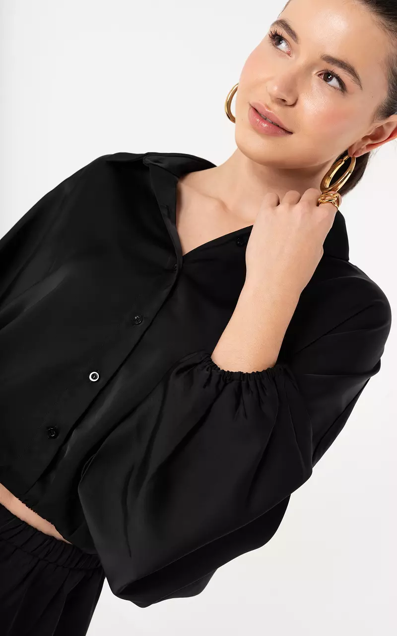 Bluse im Satin-Look Schwarz