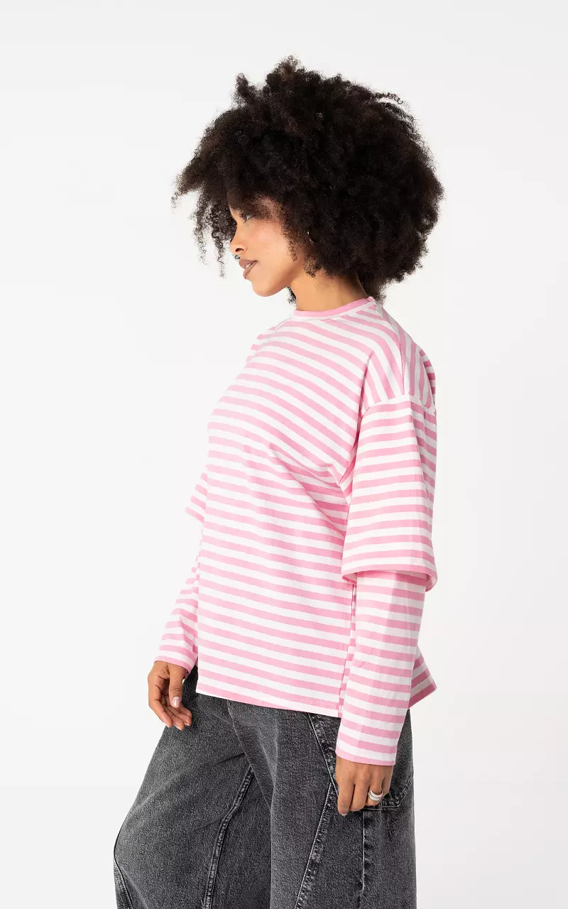 Striped longsleeve Pink White