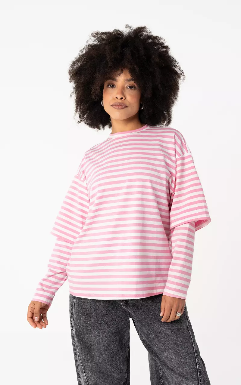 Striped longsleeve Pink White