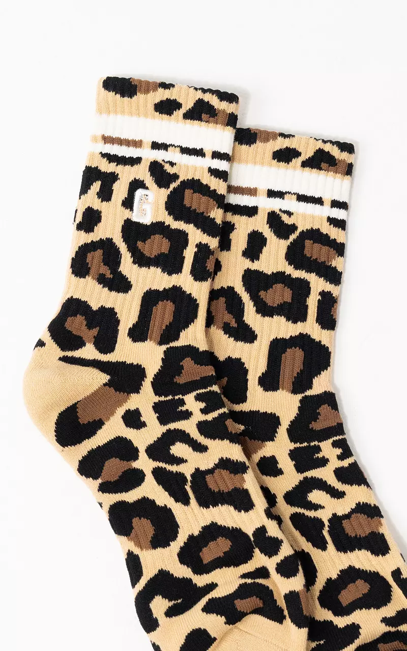 Sportsocken mit Leopardenmuster Leopard Creme