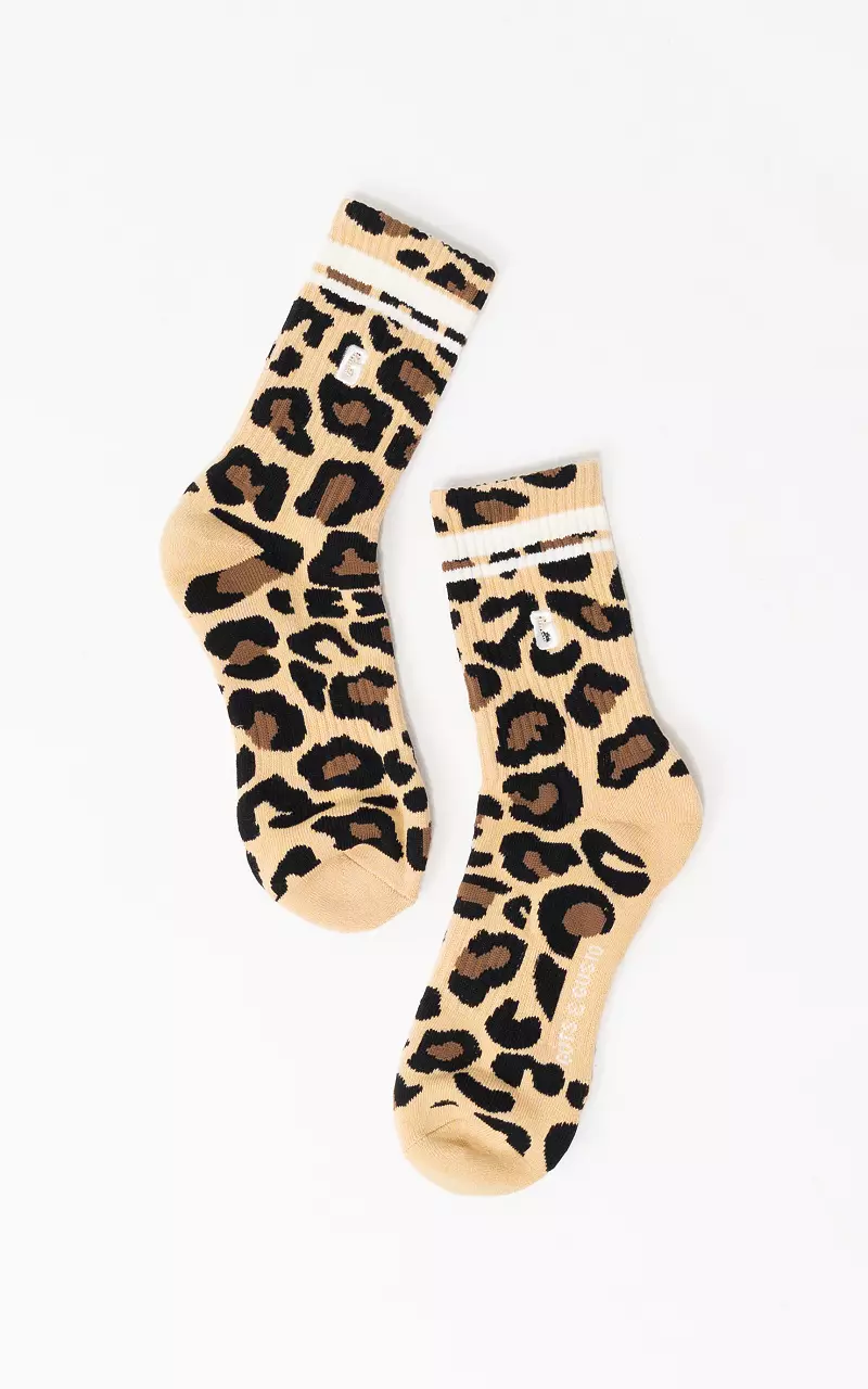 Sportsocken mit Leopardenmuster Leopard Creme