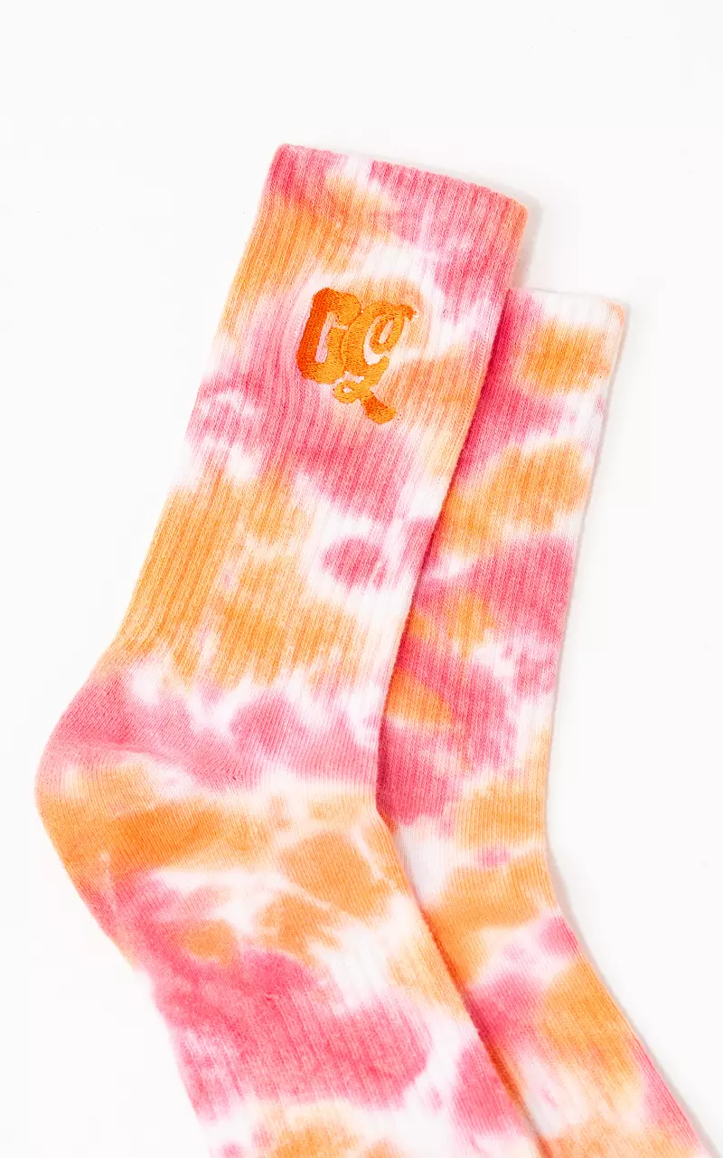 Sportsocken mit Batikmuster Pink Orange