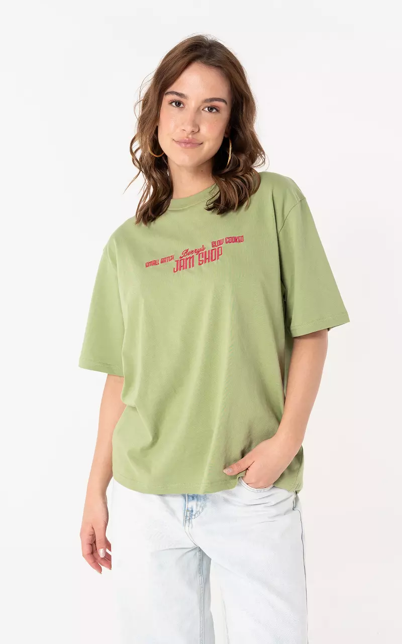 Graphic print shirt Groen Rood