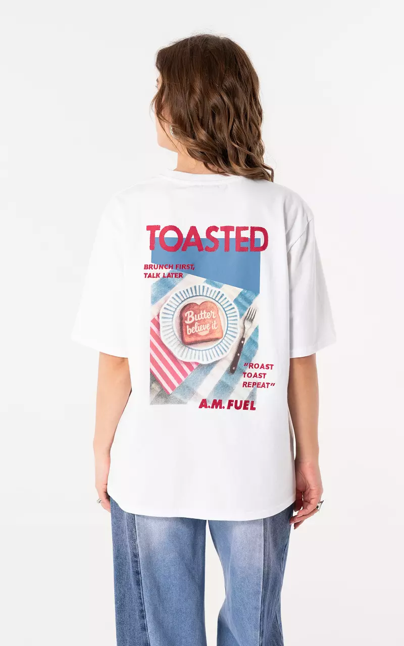 Graphic print shirt Wit Blauw