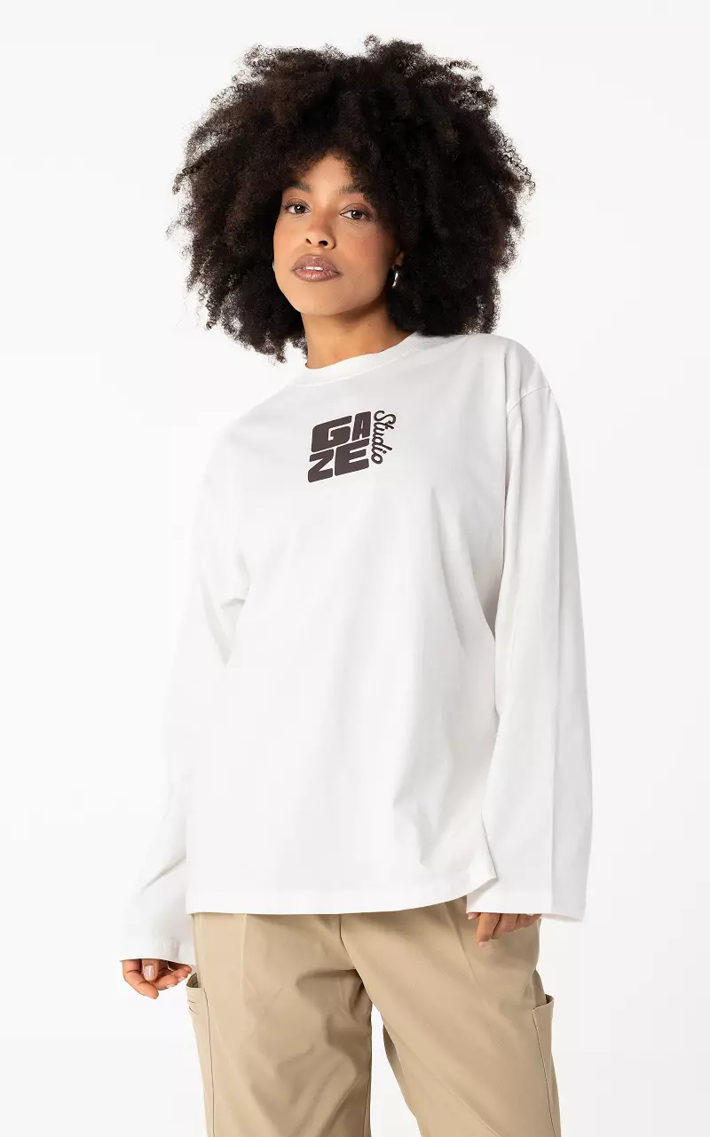 Graphic long sleeve White Brown