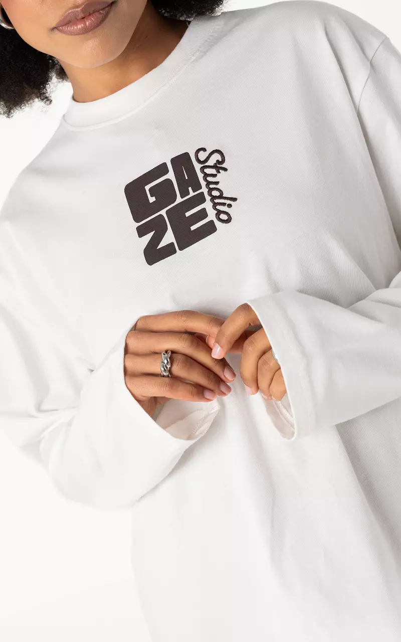 Graphic long sleeve White Brown