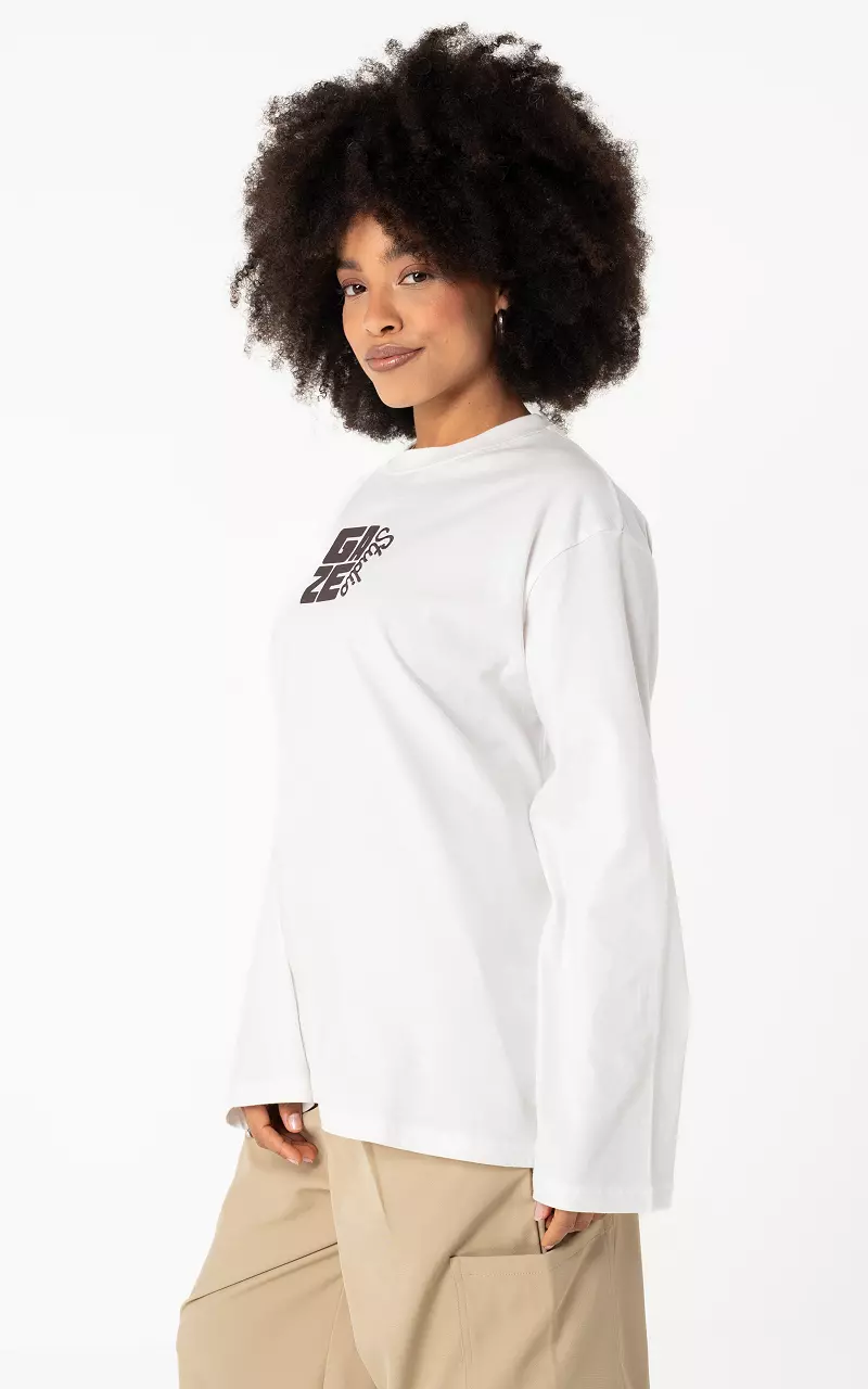 Graphic long sleeve White Brown