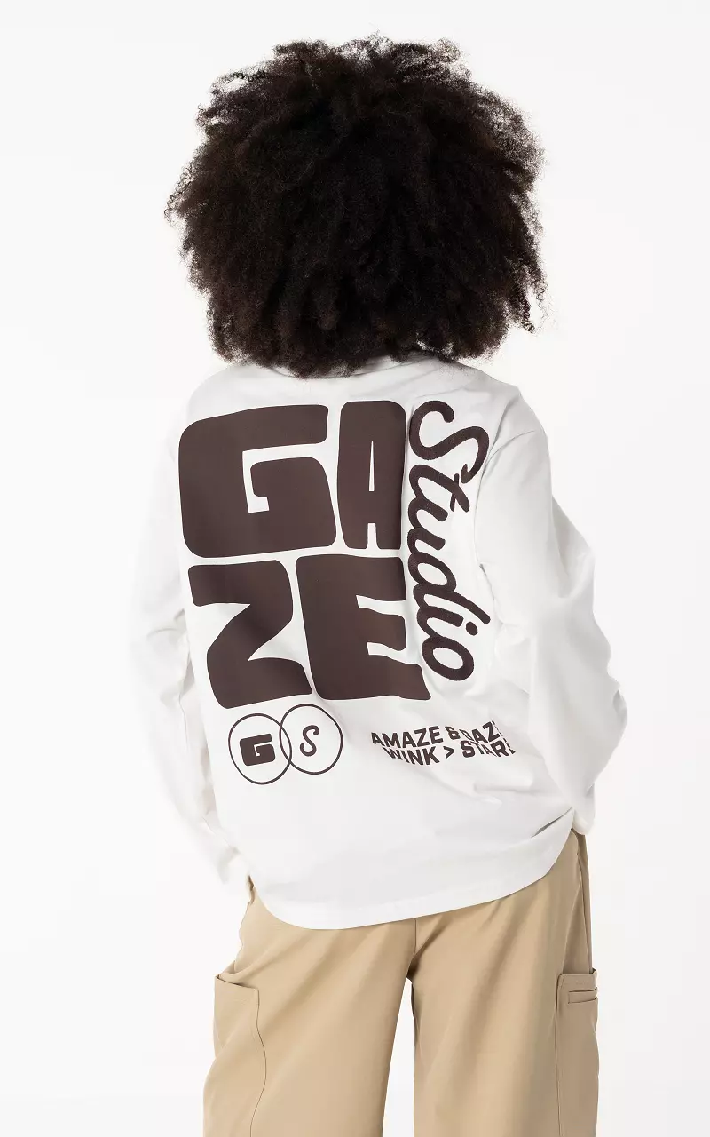 Graphic long sleeve White Brown