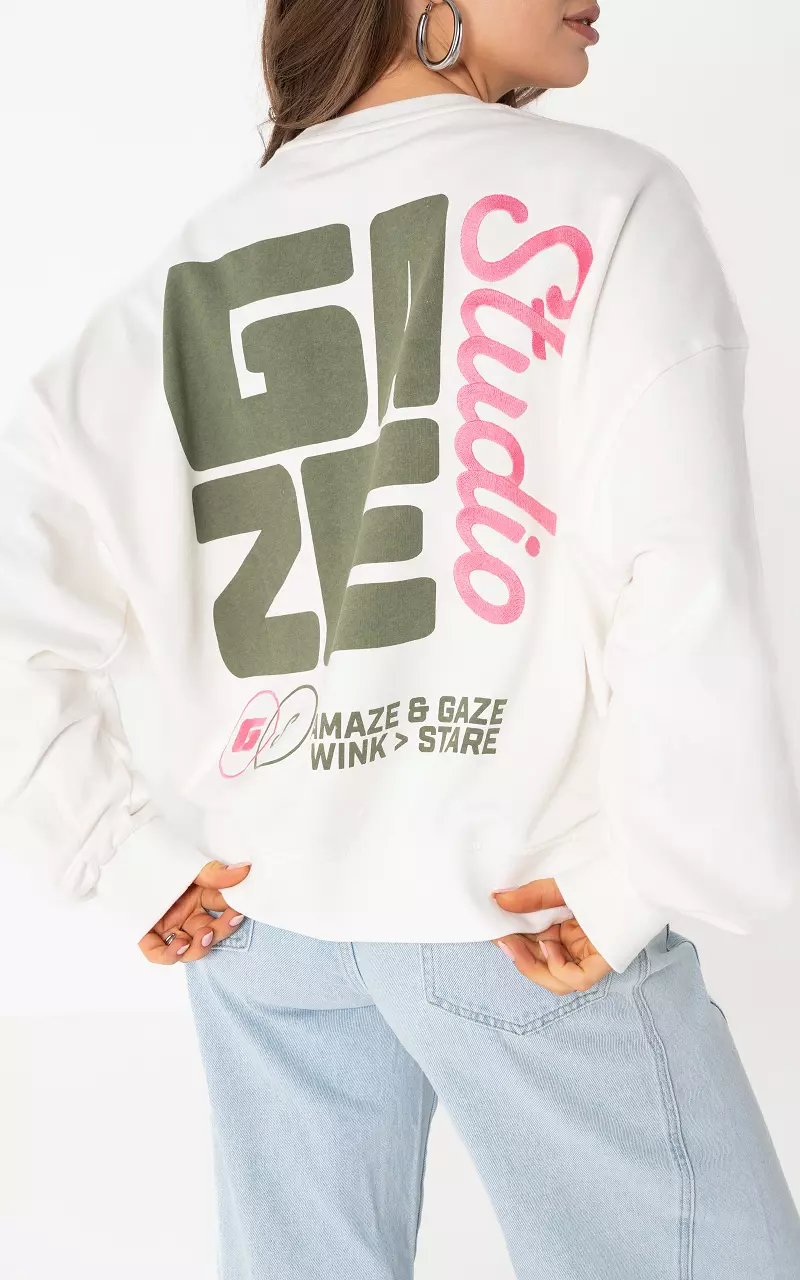 Graphic print sweatshirt White Kaki