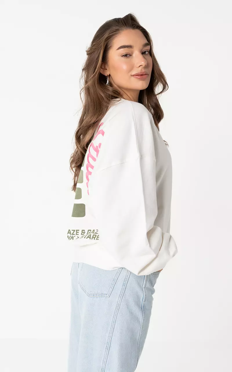 Graphic print sweatshirt White Kaki