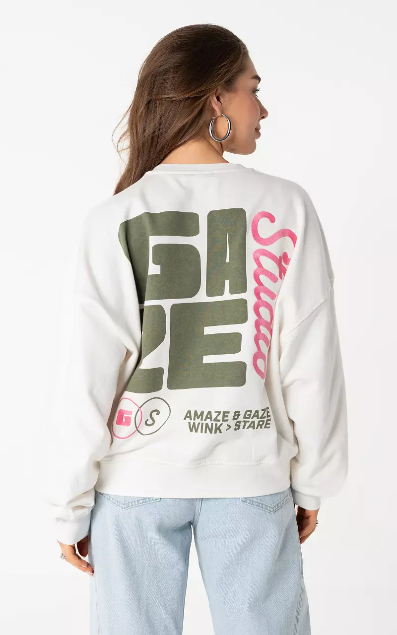 Graphic print sweatshirt White Kaki