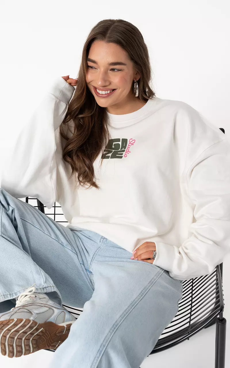 Graphic print sweatshirt White Kaki