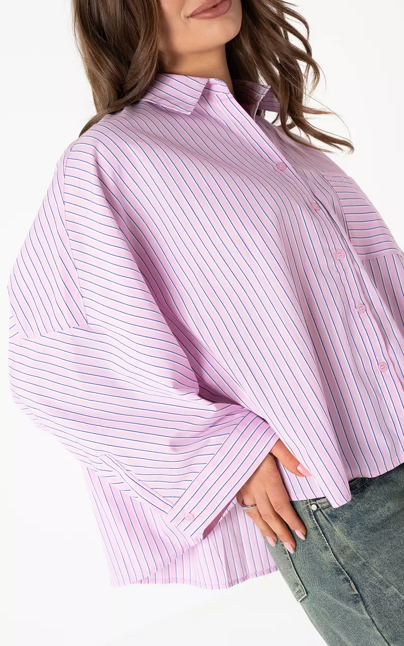 Oversized blouse Pink White