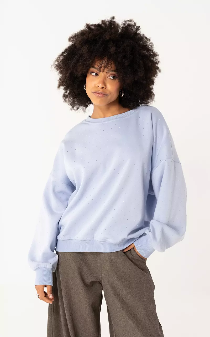 Sweater met strass Lichtblauw