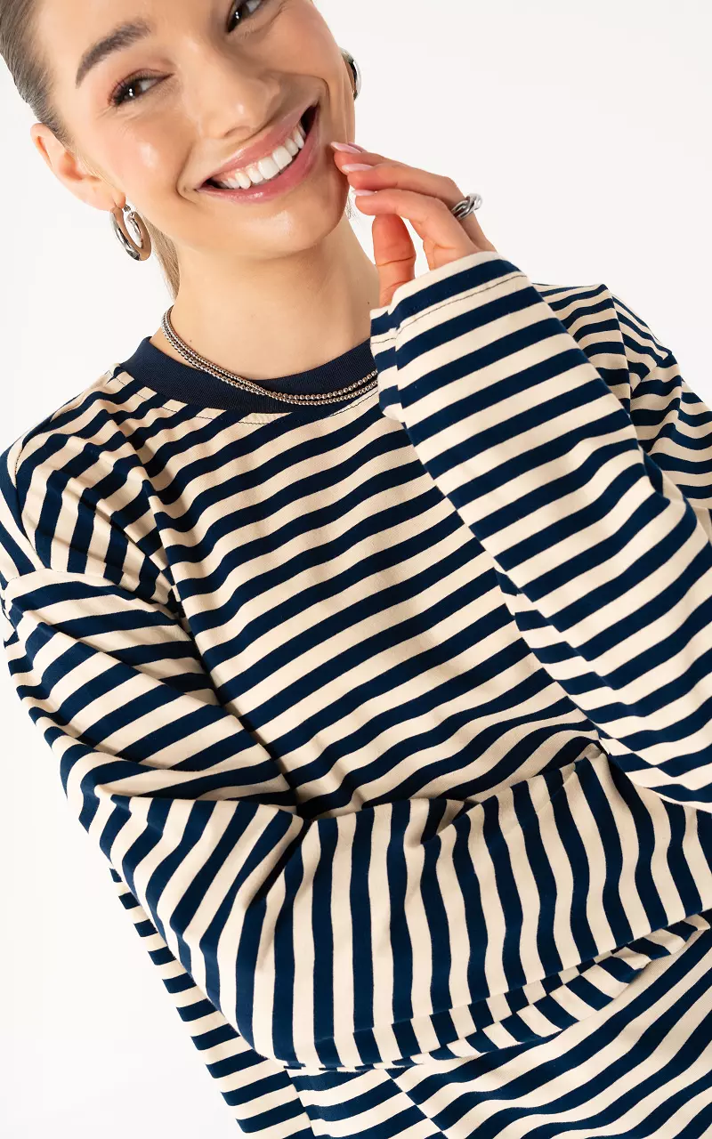 Gestreept shirt Donkerblauw Creme