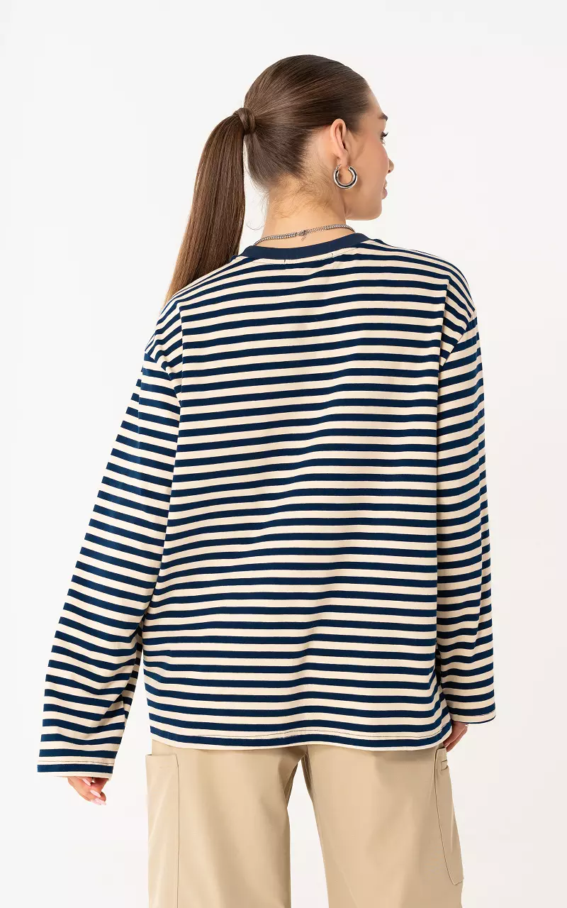 Gestreept shirt Donkerblauw Creme