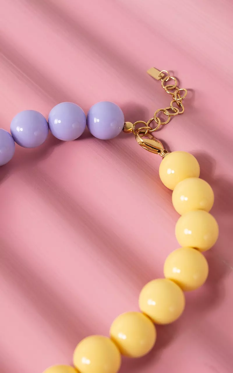 Beaded necklace Light Yellow Lilac