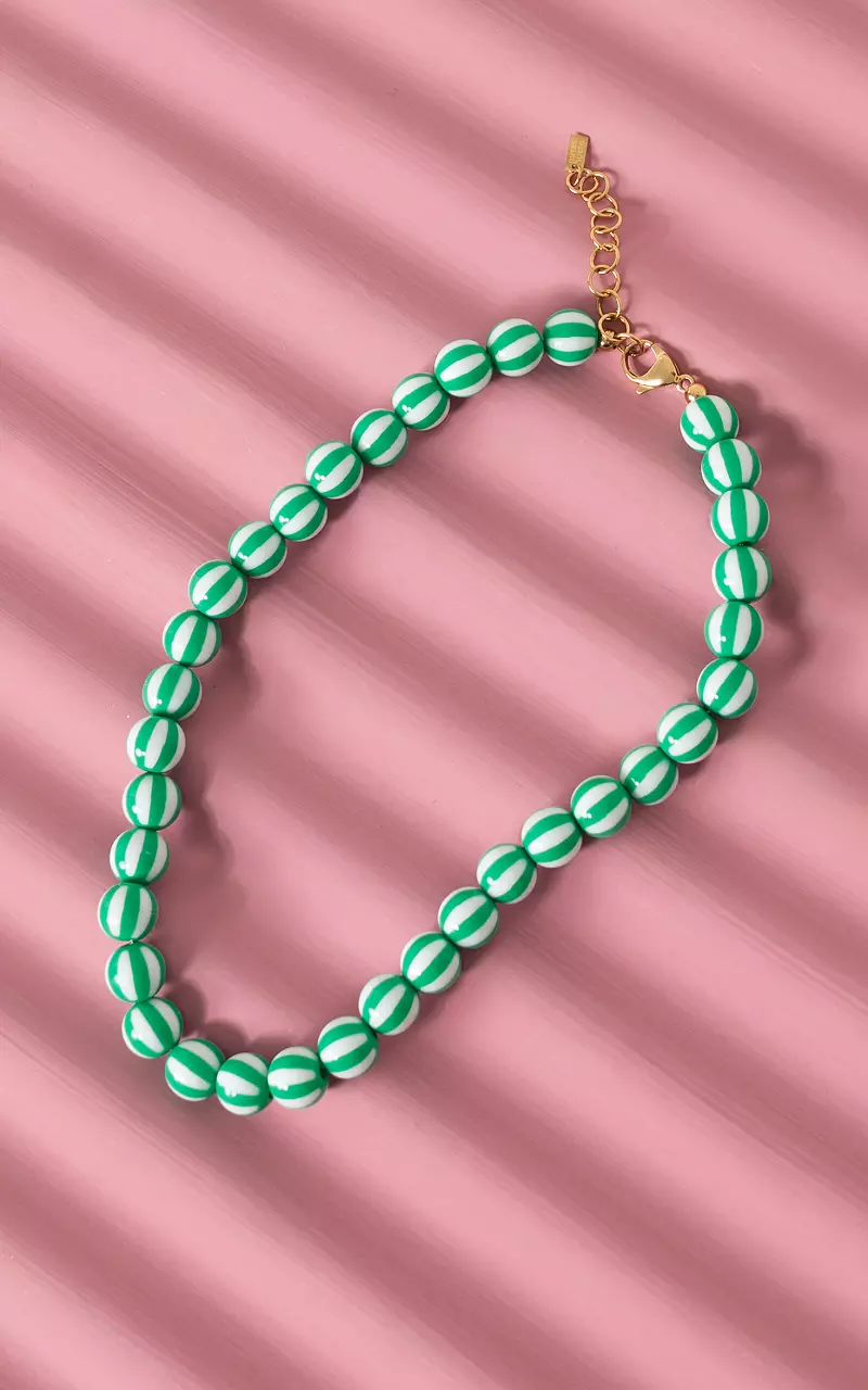 Beaded necklace Green White
