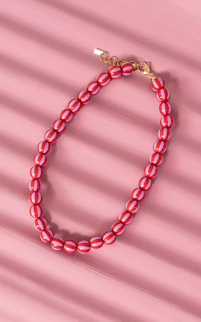 Beaded necklace Lilac Red