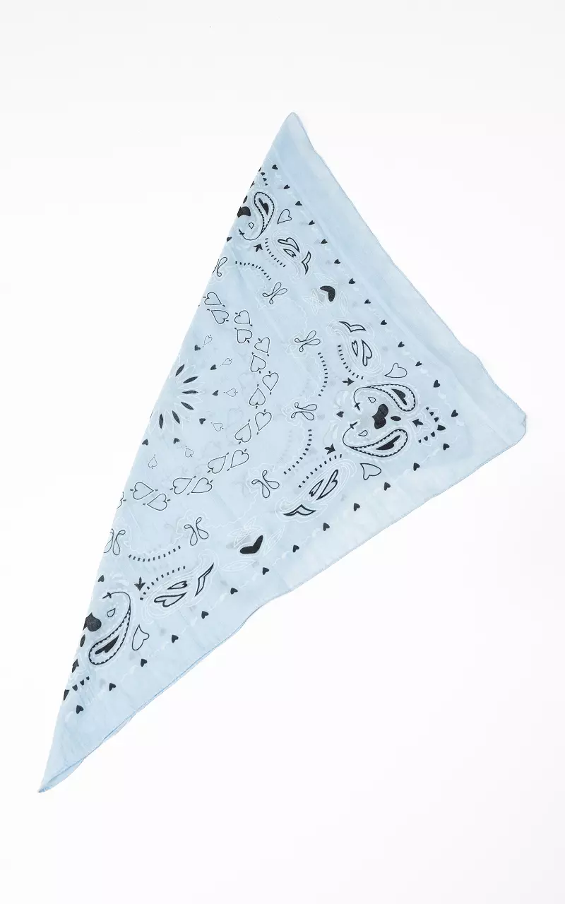 Square Scarf Light Blue Black