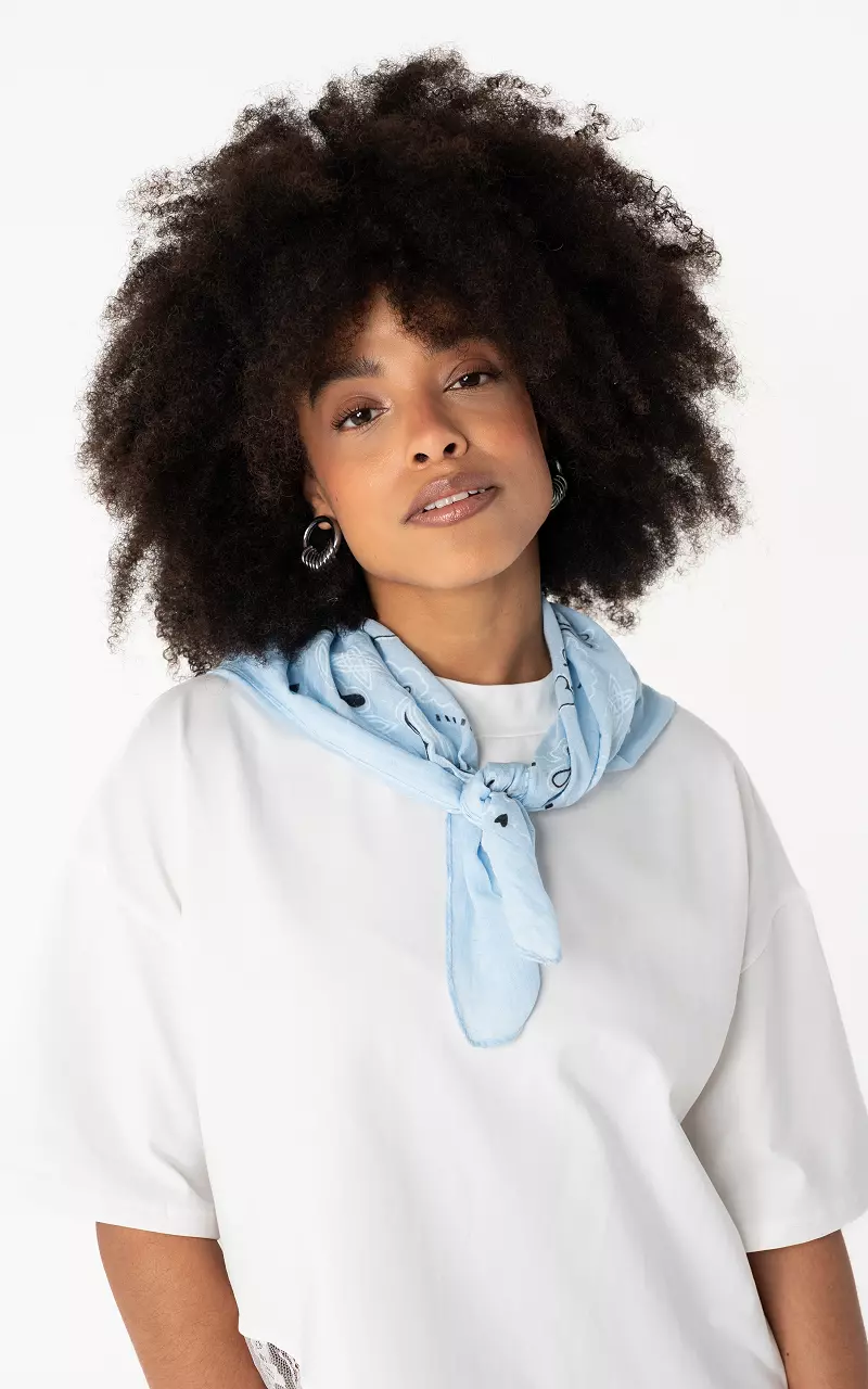 Square Scarf Light Blue Black