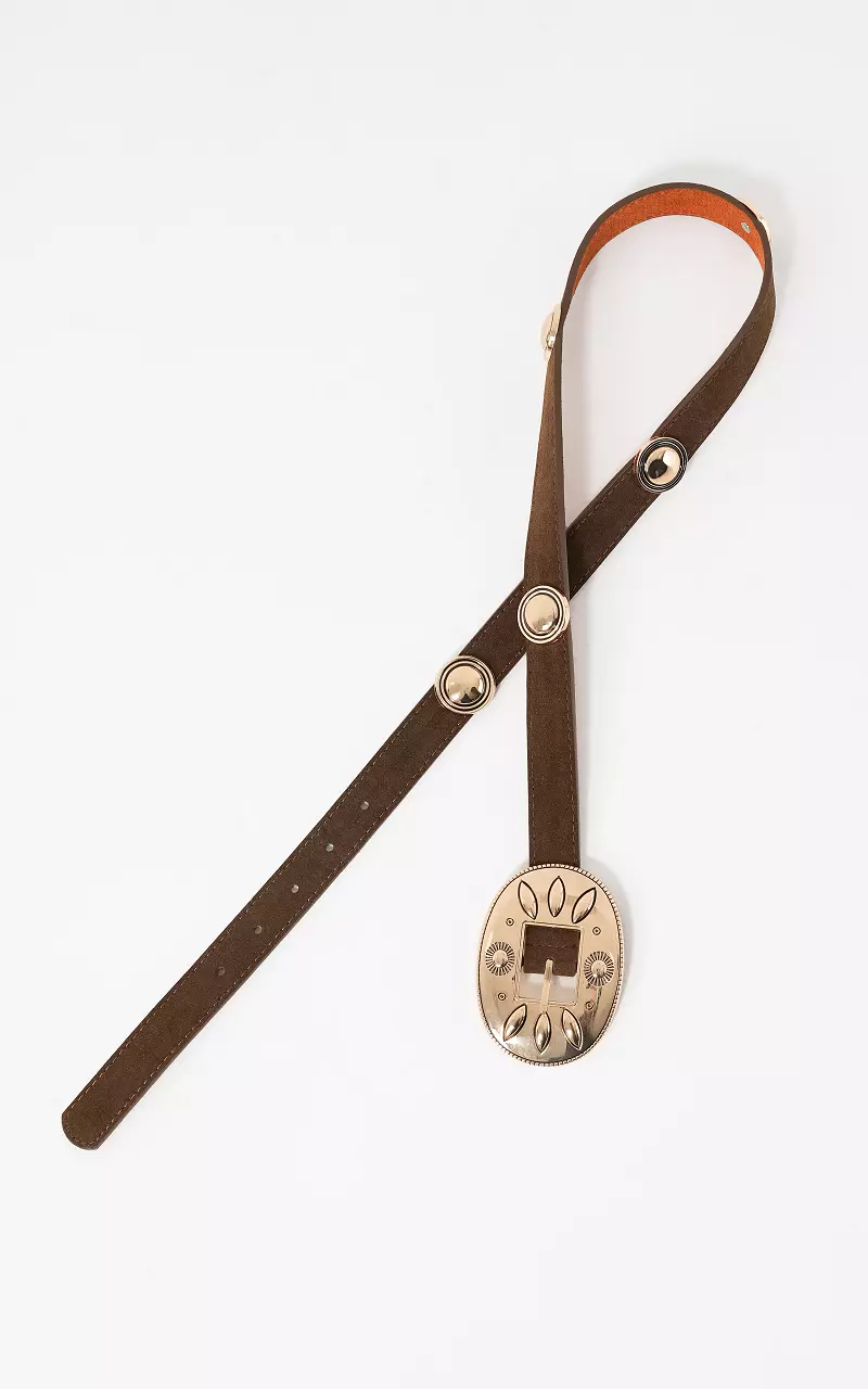 Buckle studs belt Brown