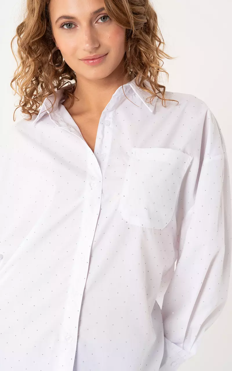 Blouse met strass Wit