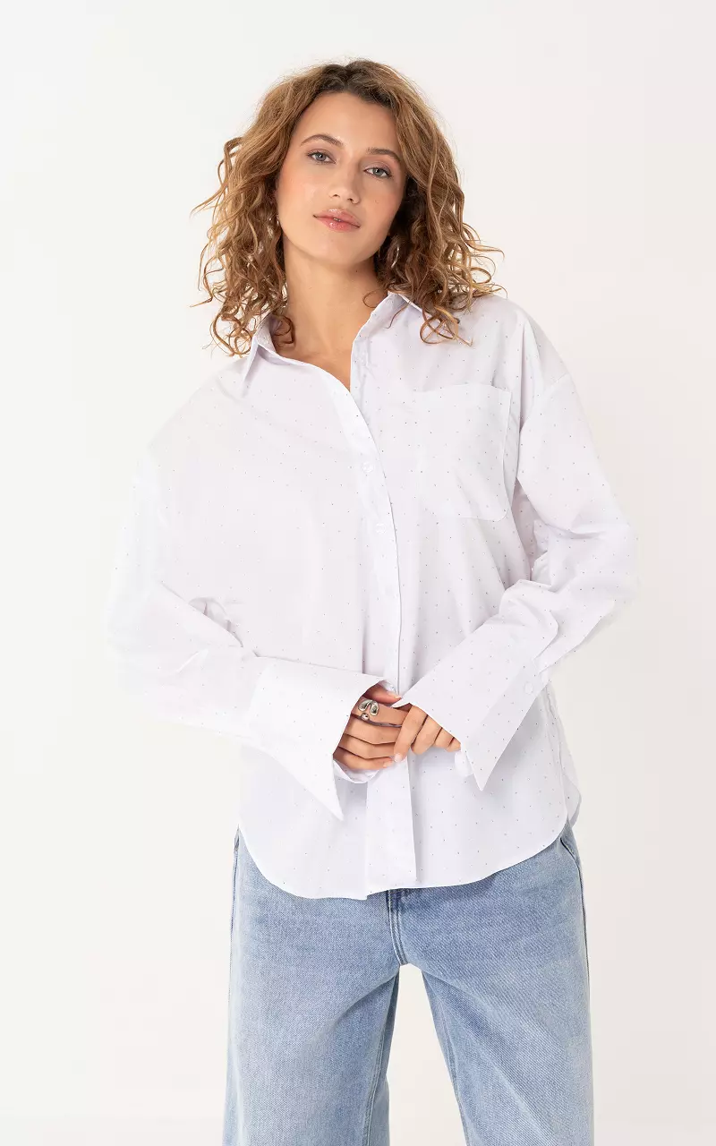 Blouse met strass Wit