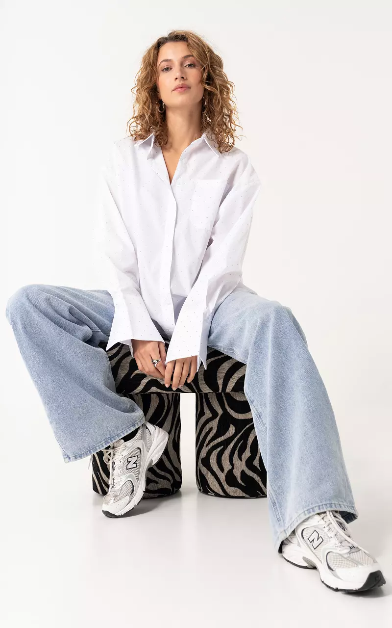 Blouse met strass Wit