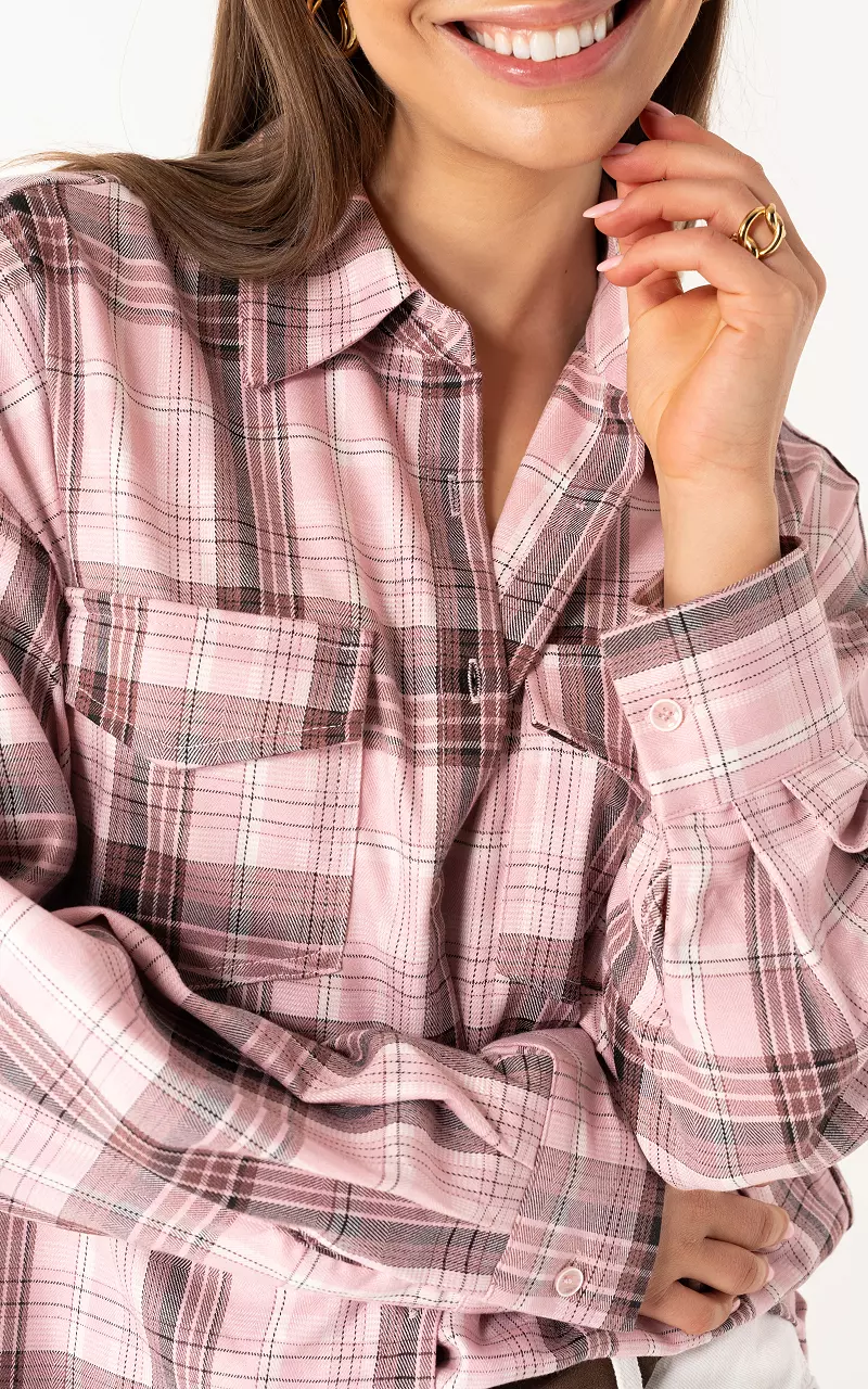 Checkerd blouse Roze Bruin