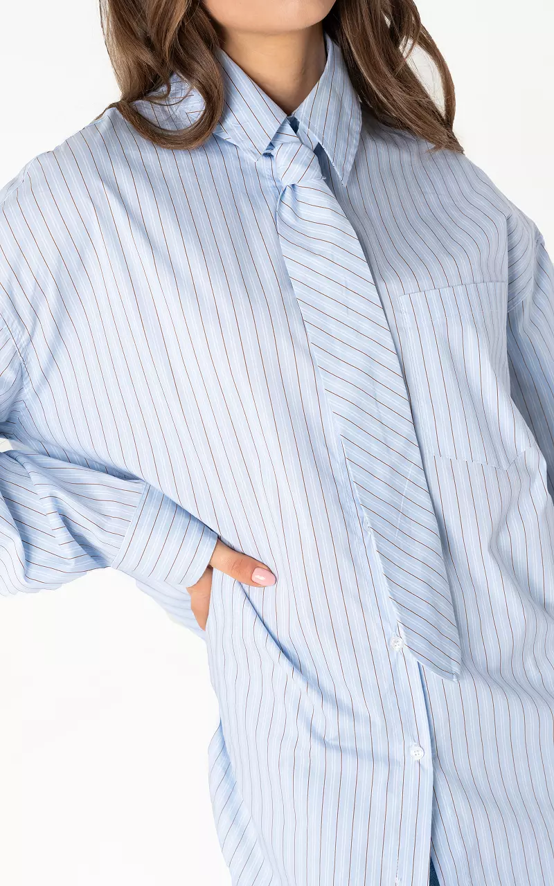 Blouse #106899 Light Blue White