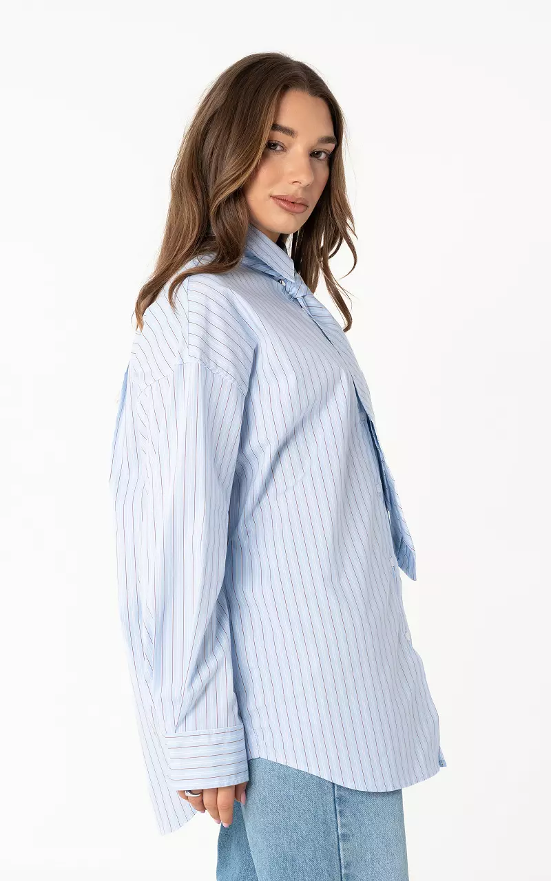 Blouse #106899 Light Blue White