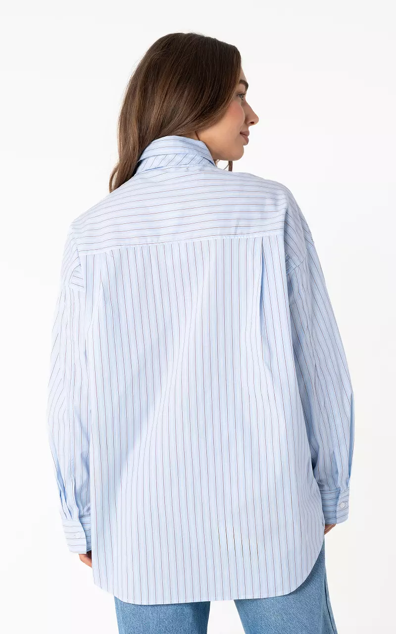 Blouse #106899 Light Blue White