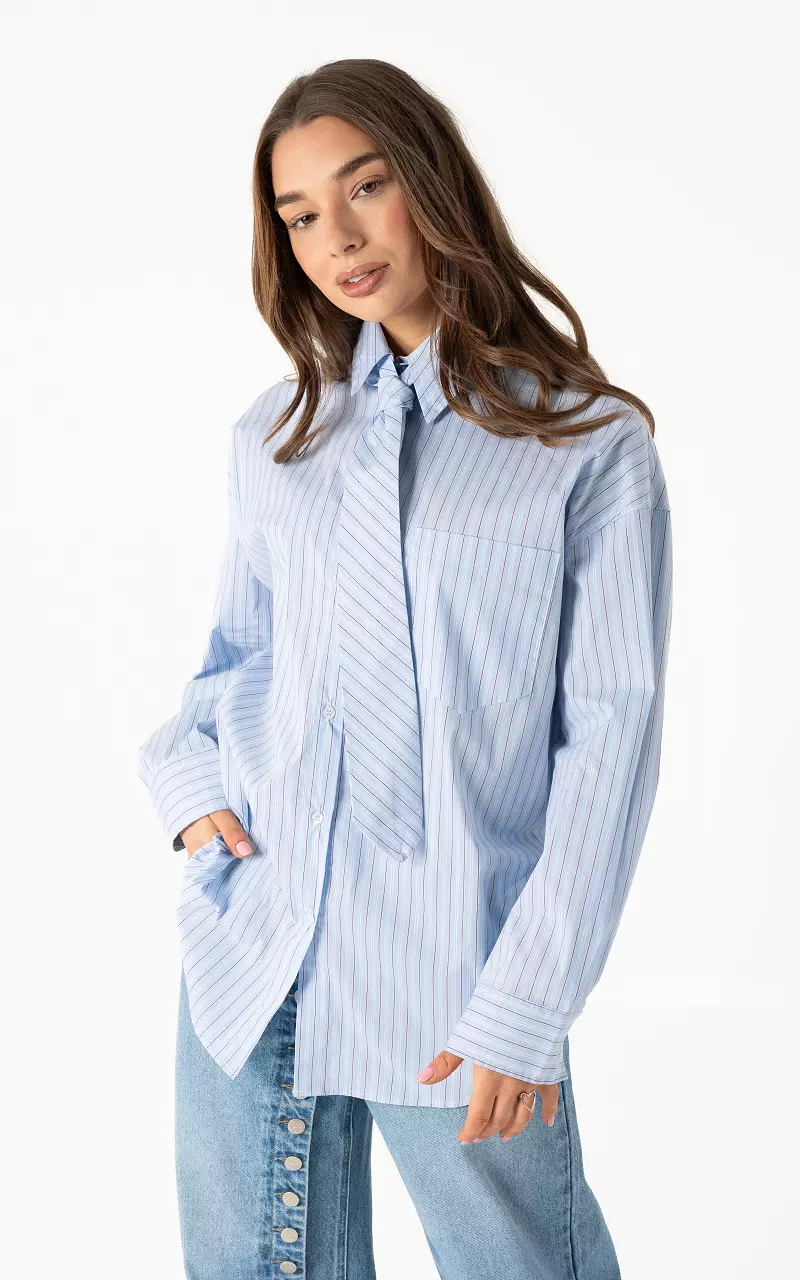 Blouse #106899 Light Blue White