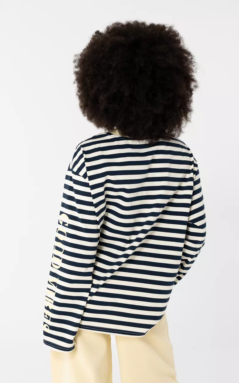 Long sleeve round neck Dark Blue White