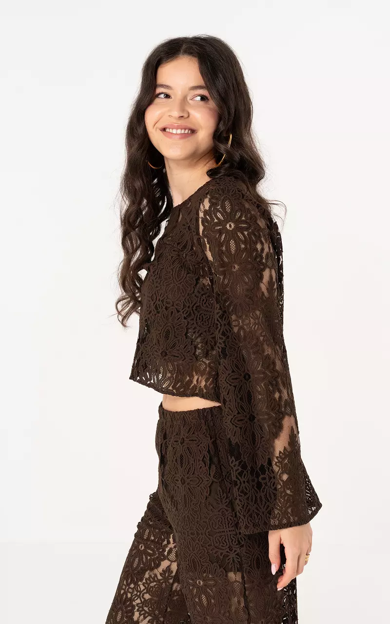 Kanten top Donkerbruin