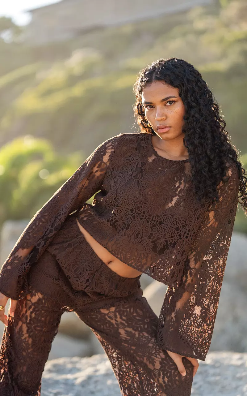 Kanten top Donkerbruin