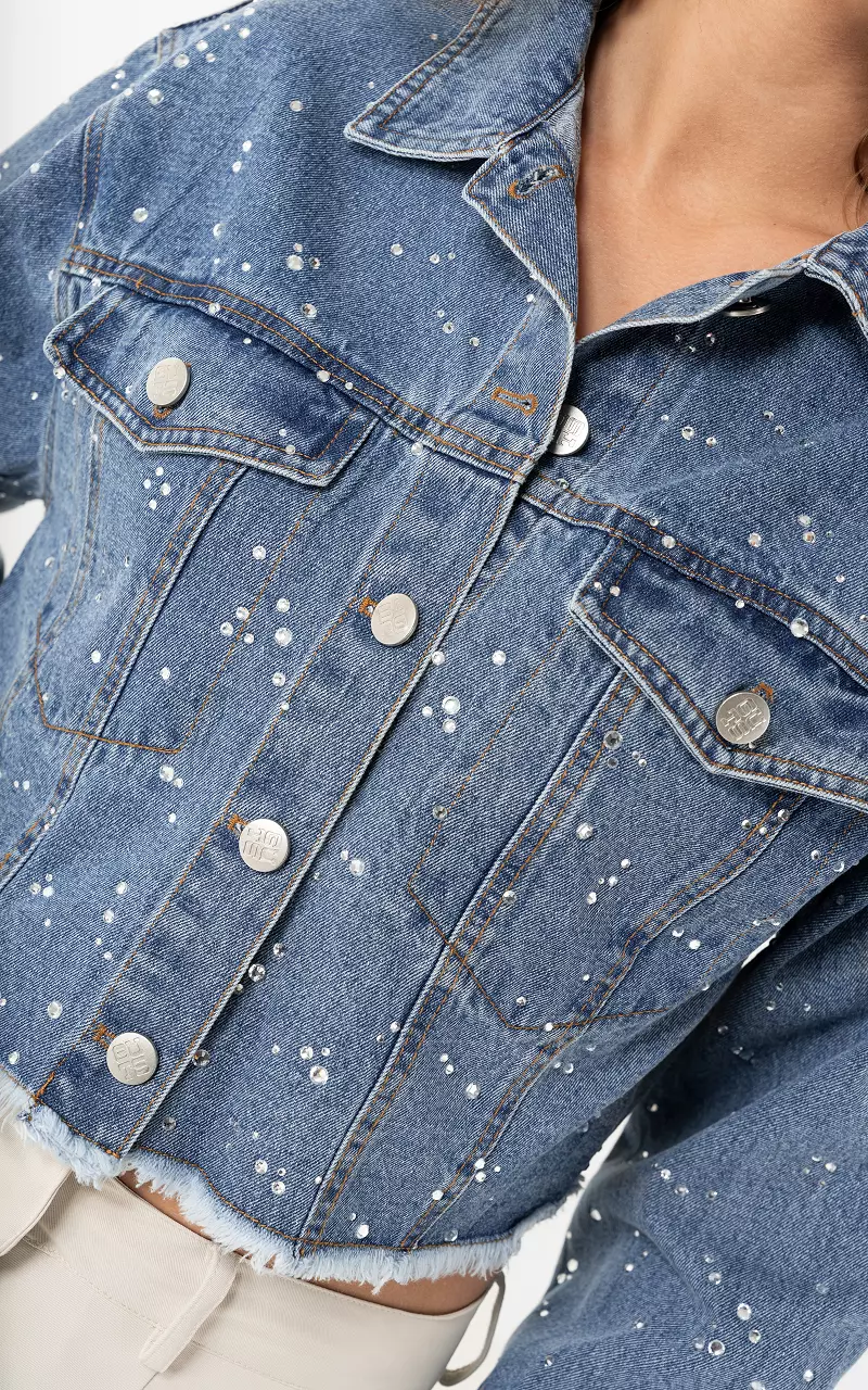 Glitter denim jasje Blauw