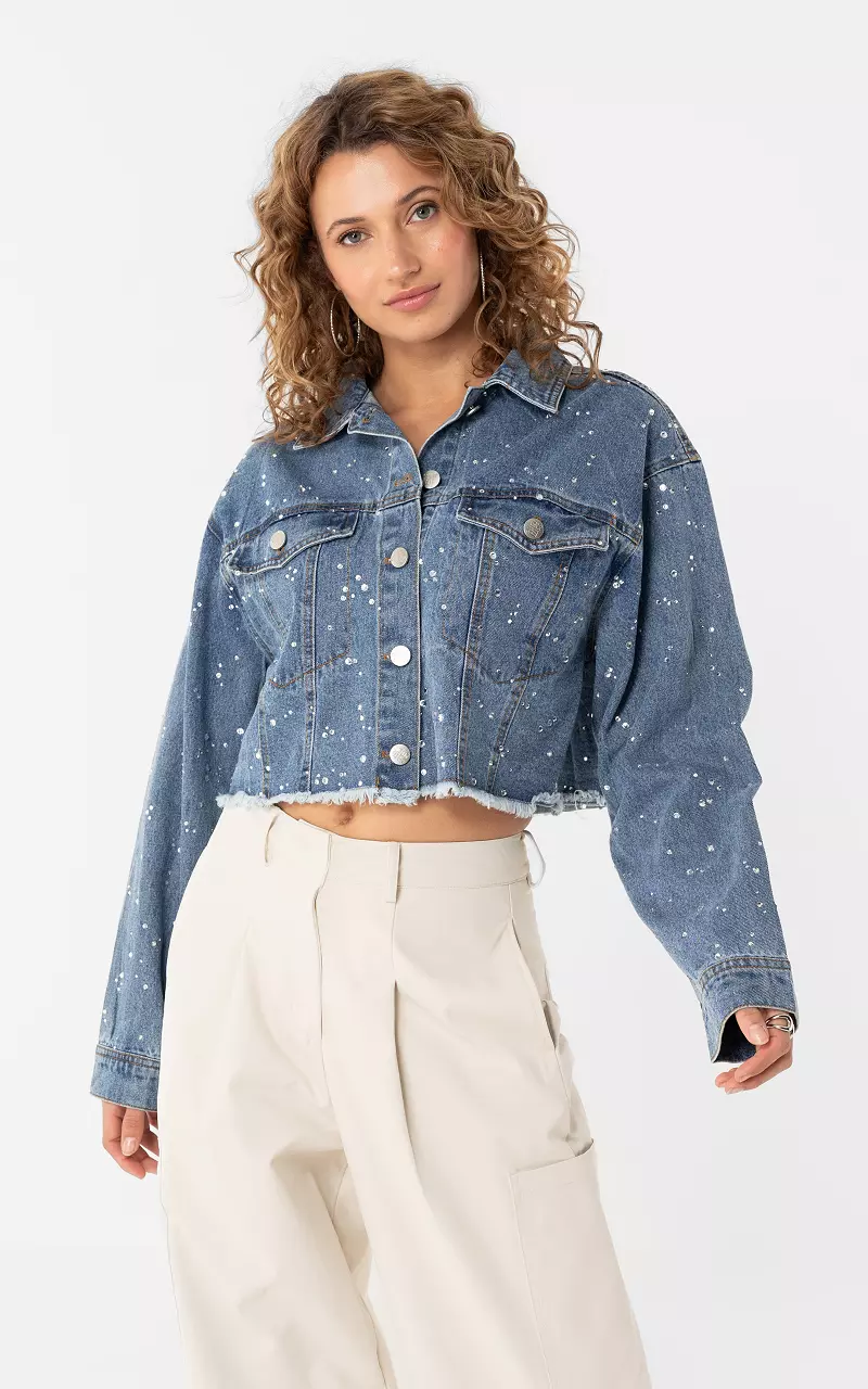 Glitter denim jasje Blauw