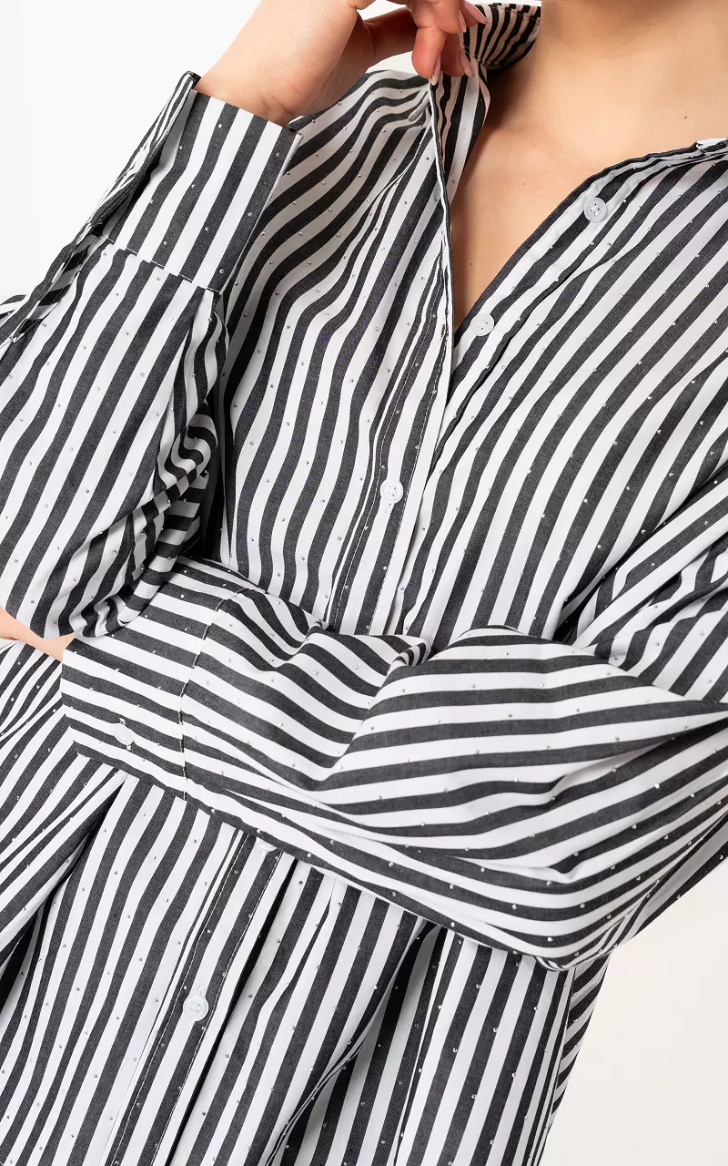 Blouse met strass Zwart Wit