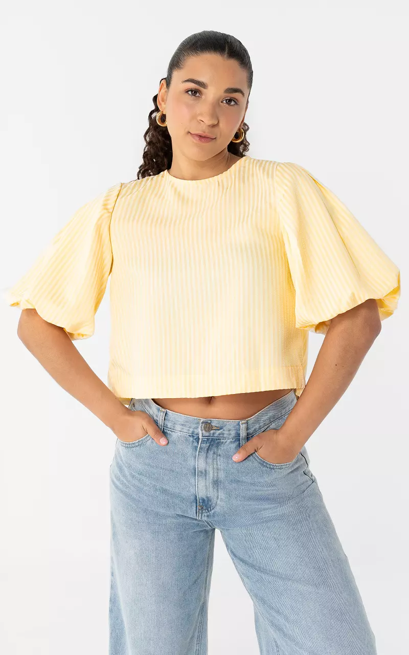 Top mit Ballonärmeln Gelb