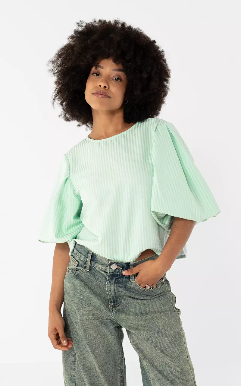 Top mit Ballonärmeln Grün