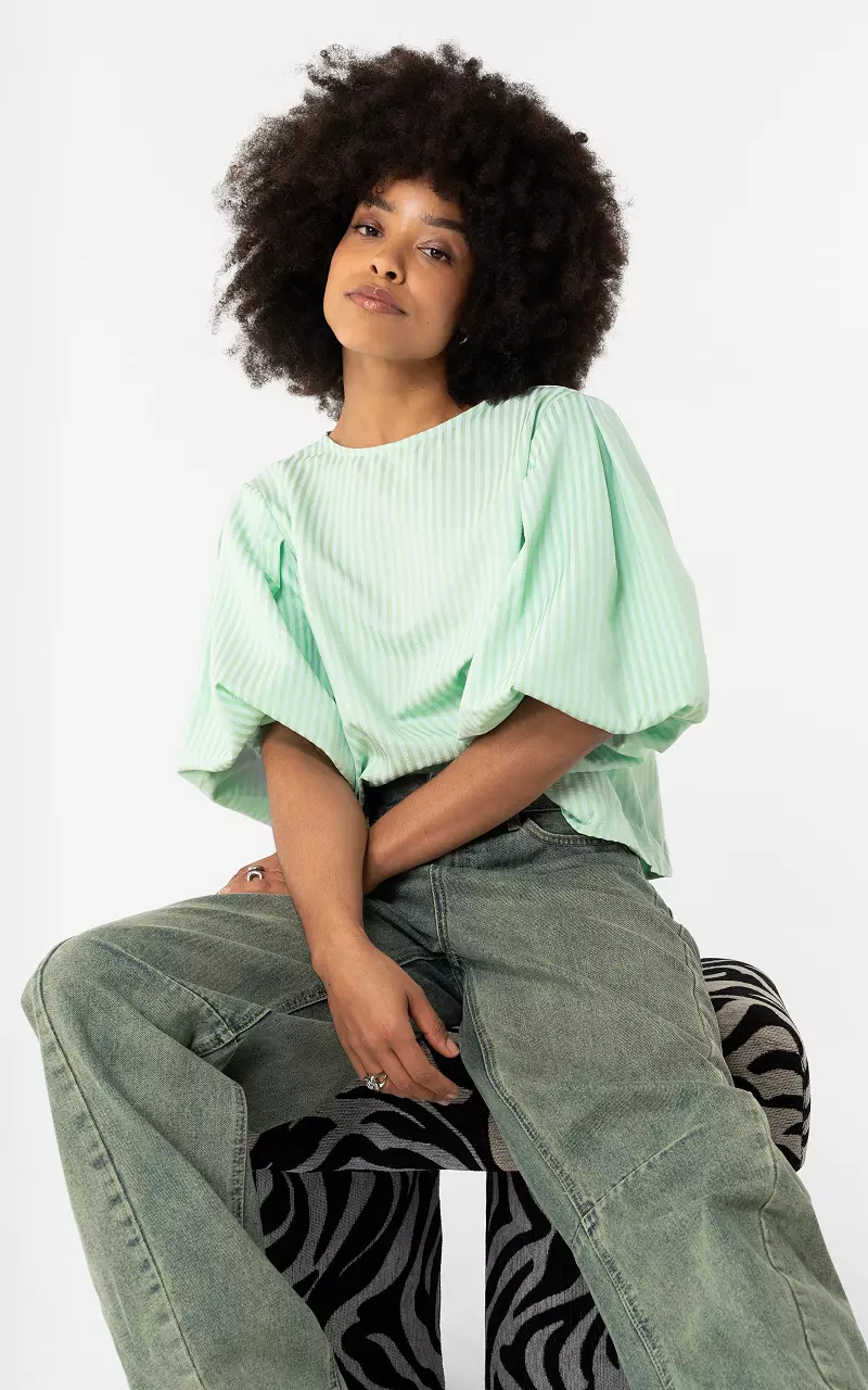 Top mit Ballonärmeln Grün