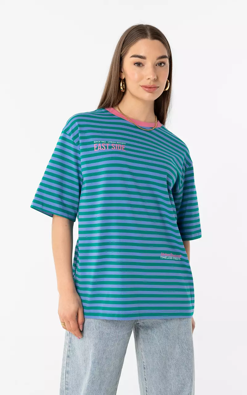 Gestreiftes Shirt Grün Pink