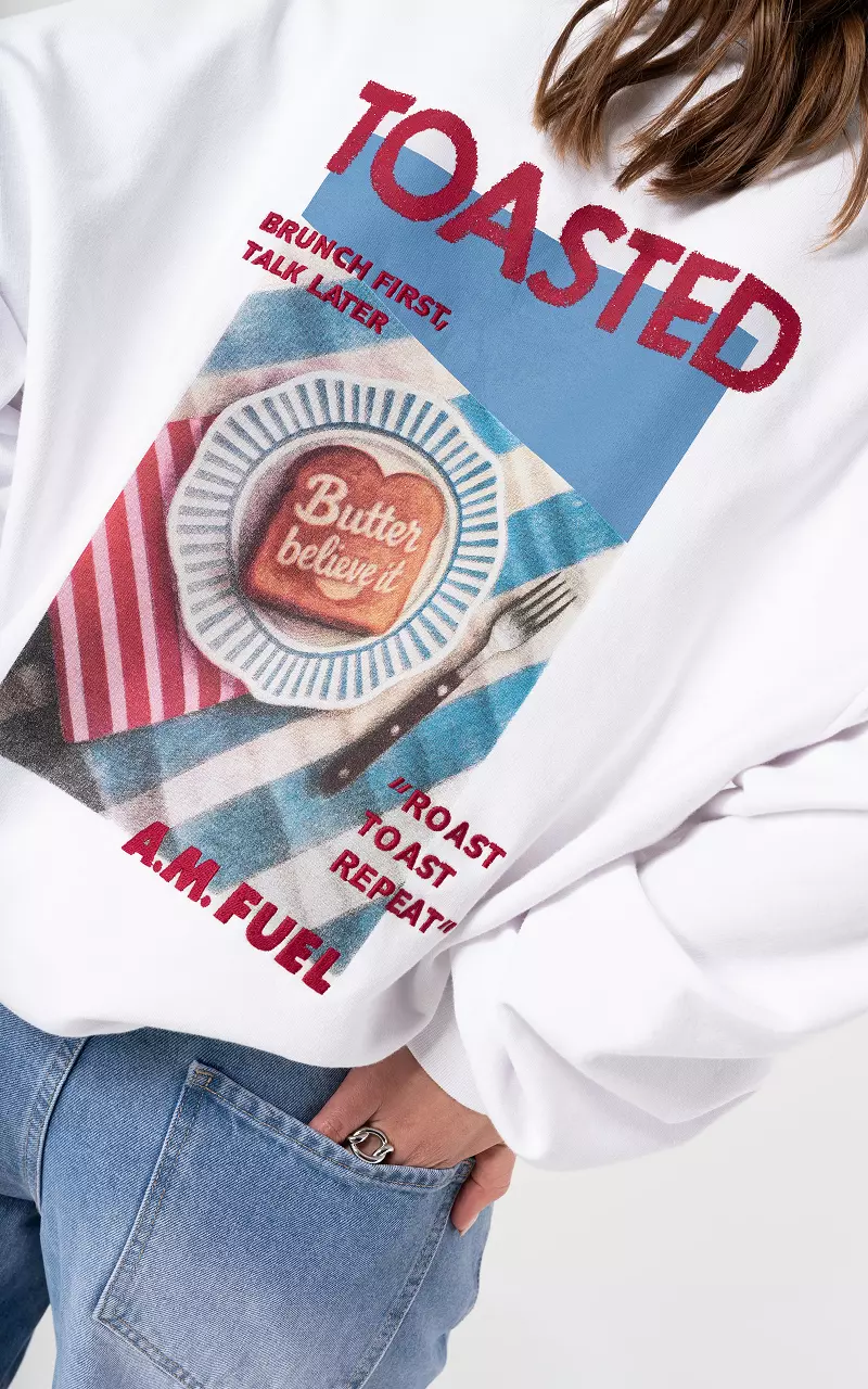 Graphic print sweat Wit Rood