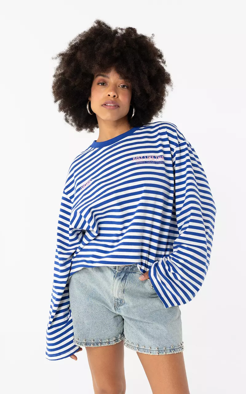 Striped longsleeve Blauw Wit