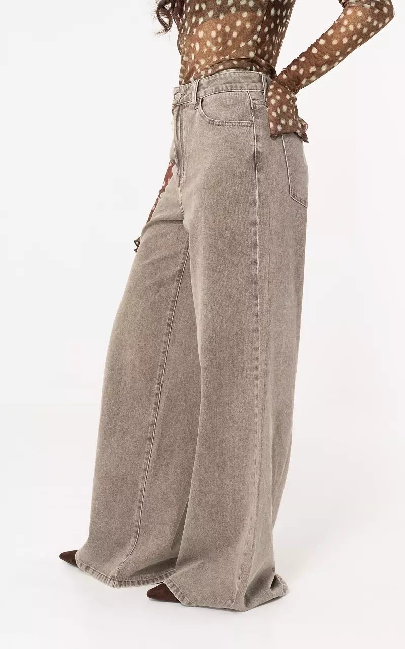 Wide leg jeans Taupe