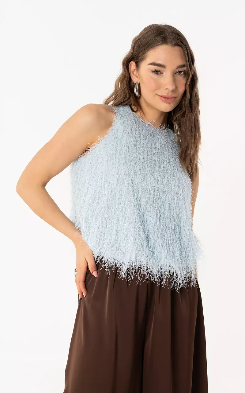Top mit Fransen Hellblau