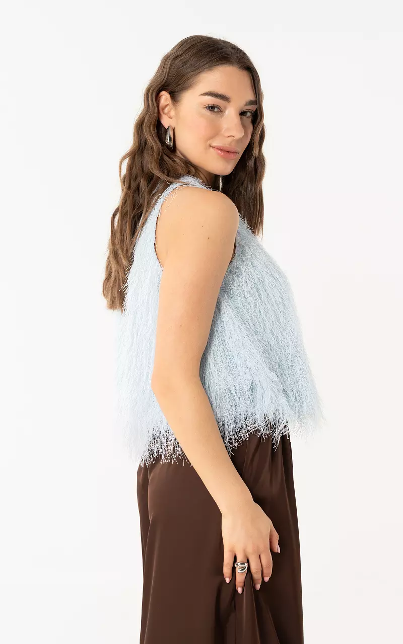 Top mit Fransen Hellblau