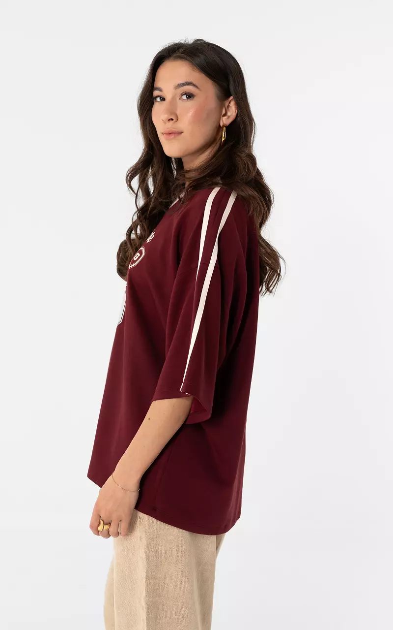 Soft sporty tee Bordeaux Creme
